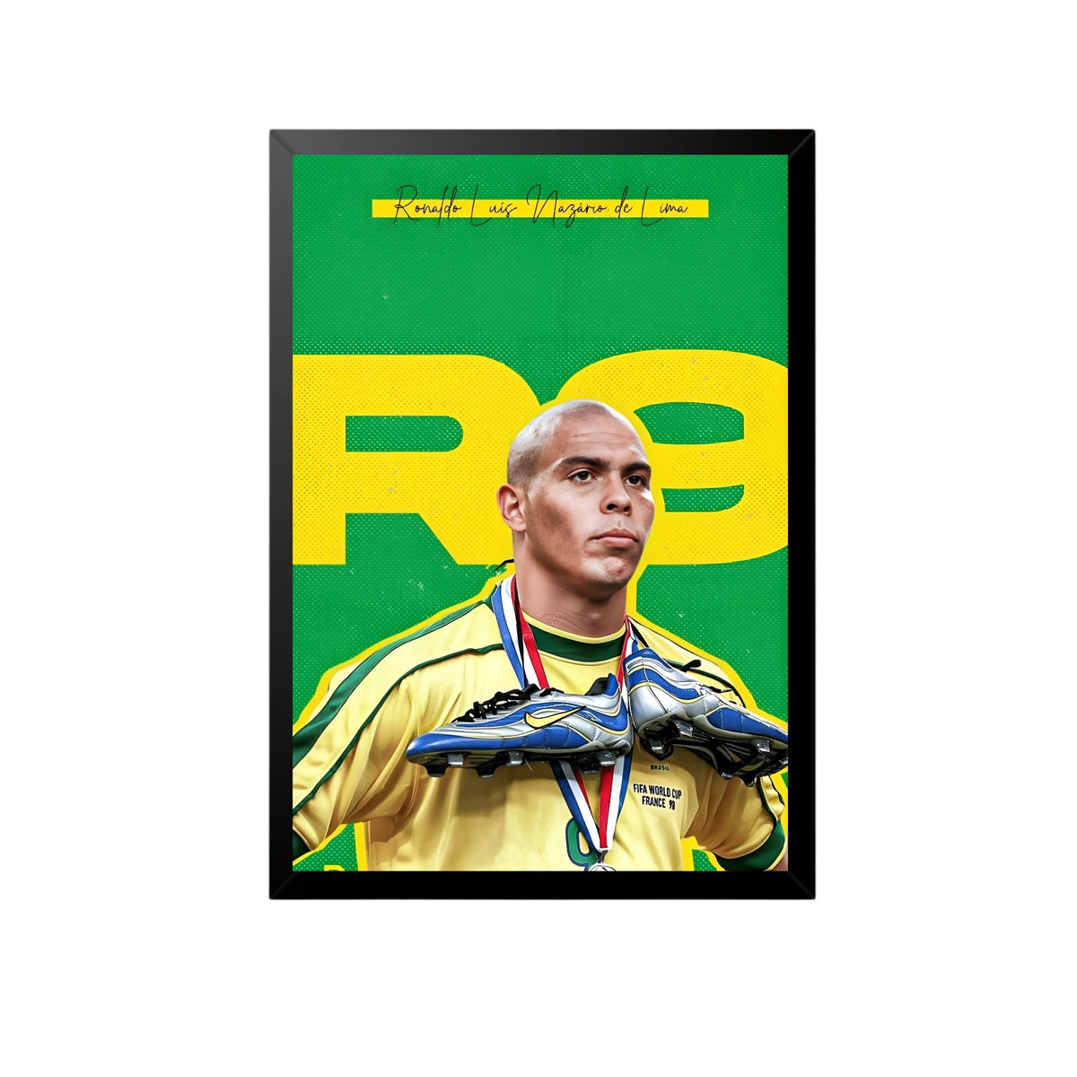 Ronaldo R9 Brazil Legend Green Wall Art Frame