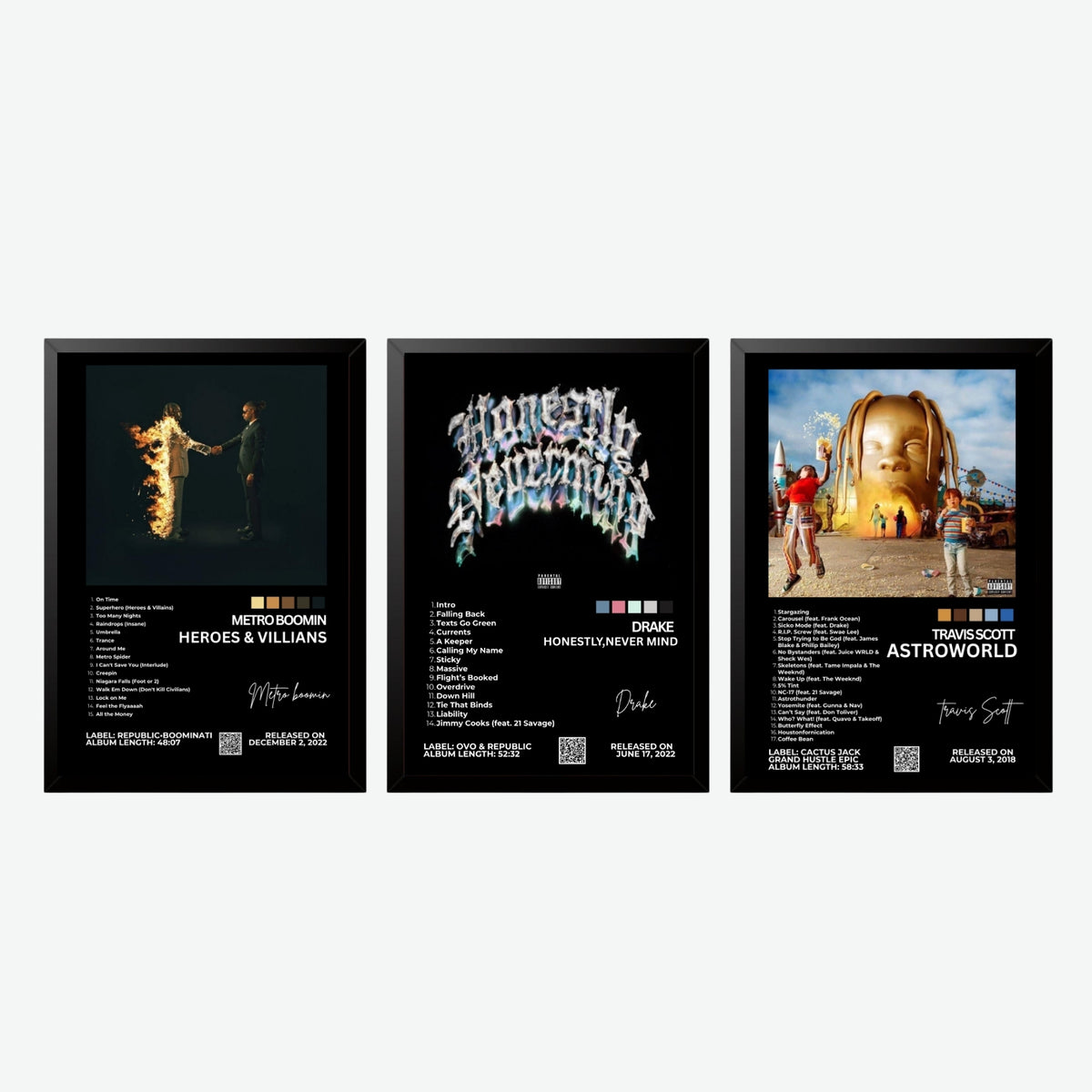 Hip-Hop Album Cover Wall Art Set of III