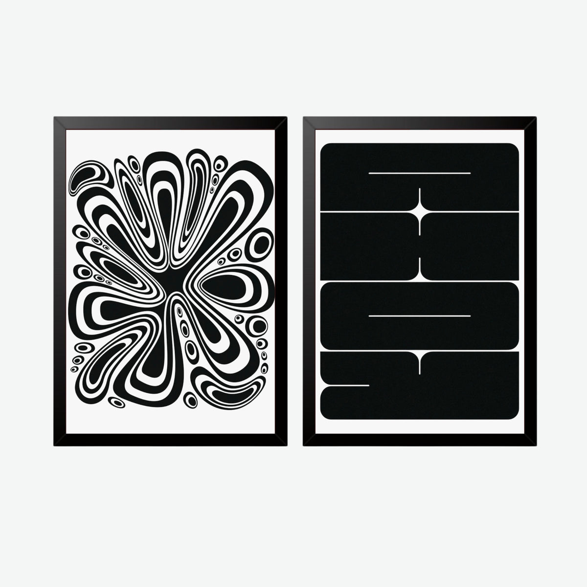 Black & White Abstract Wall Art Set