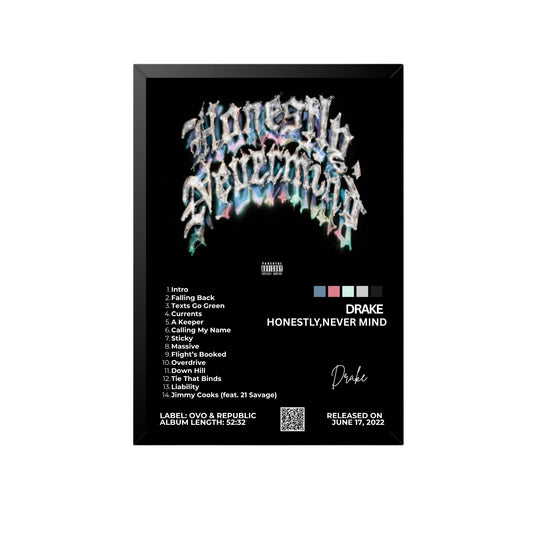 Drake Honestly, Nevermind Album Wall Art Frame