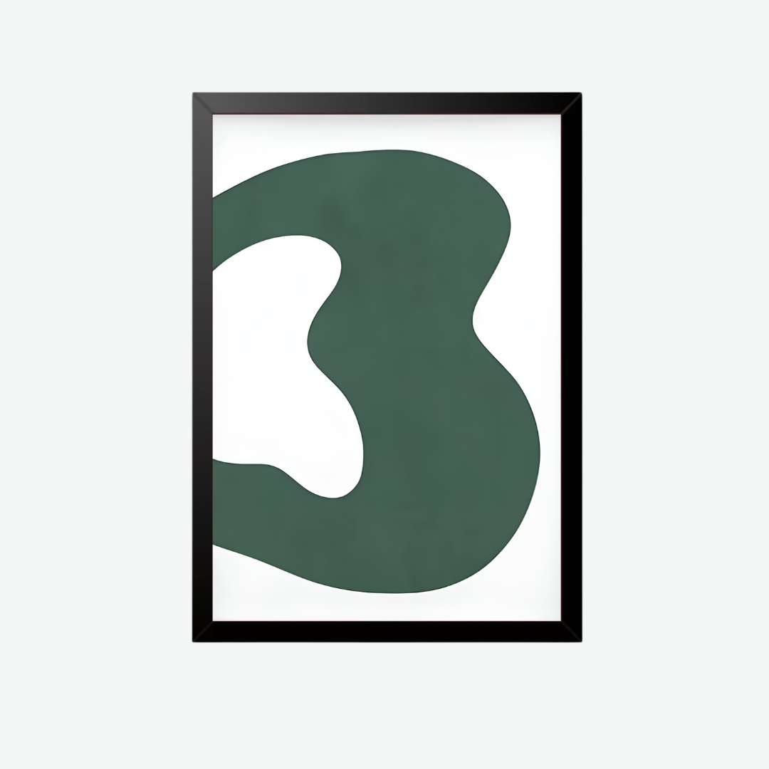 Green minimalistic abstract wall poster Set of III