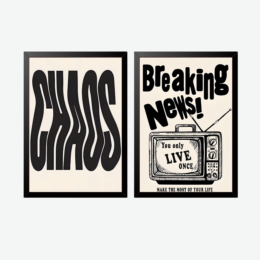 Chaos and YOLO Bold Typography Wall Art Set of II