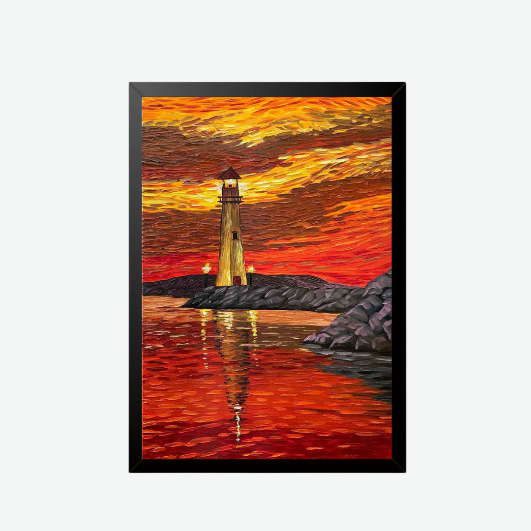 Lighthouse at Sunset Canvas Wall Art
